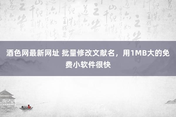 酒色网最新网址 批量修改文献名，用1MB大的免费小软件很快